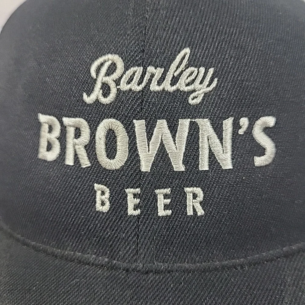 Barley Browns Beer Hat Mens Size 6 7/8-7 1/4 Black 210 Fitted By Flexfit Cap